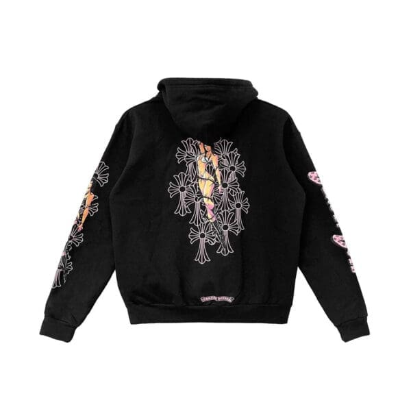 Chrome Hearts Deadly Doll Pink Cross Scroll Logo Zip Up Hoodie