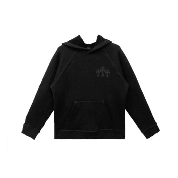 Chrome Hearts Cross Leather Patch Black Pullover Hoodie