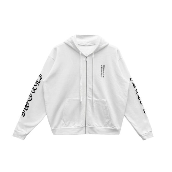 Худи с вертикальным логотипом Chrome Hearts белого цвета