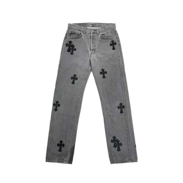 Джинсы Chrome Hearts x Levi’s 501 с крестом, серые