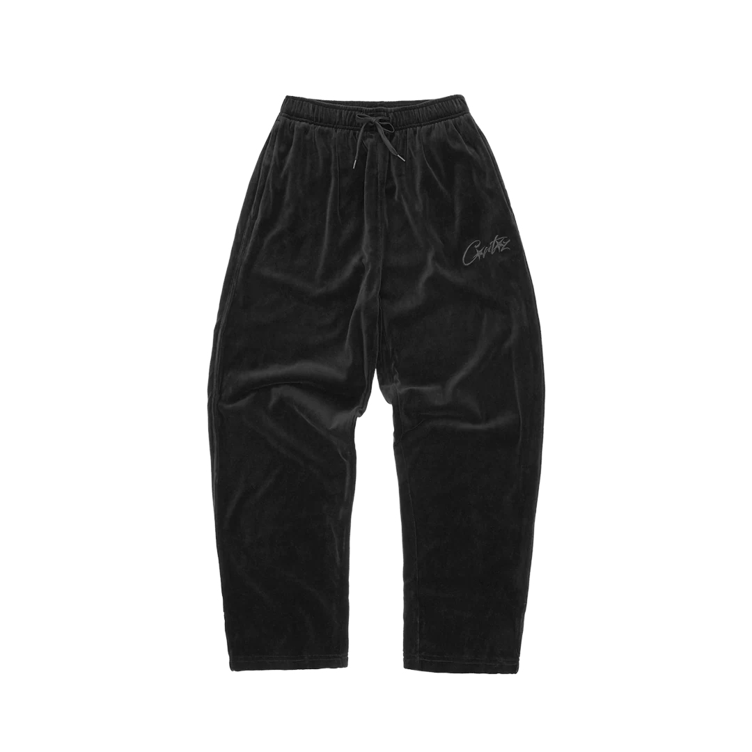 Corteiz Vvs Velour Bottoms Black