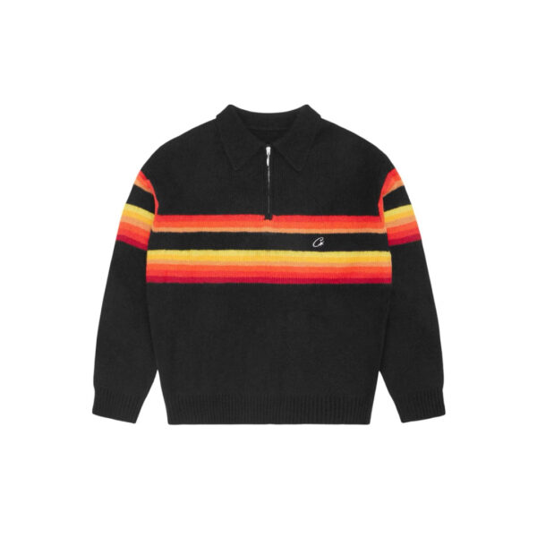 Corteiz Gradient Half Knit Zip Пуловер Черный