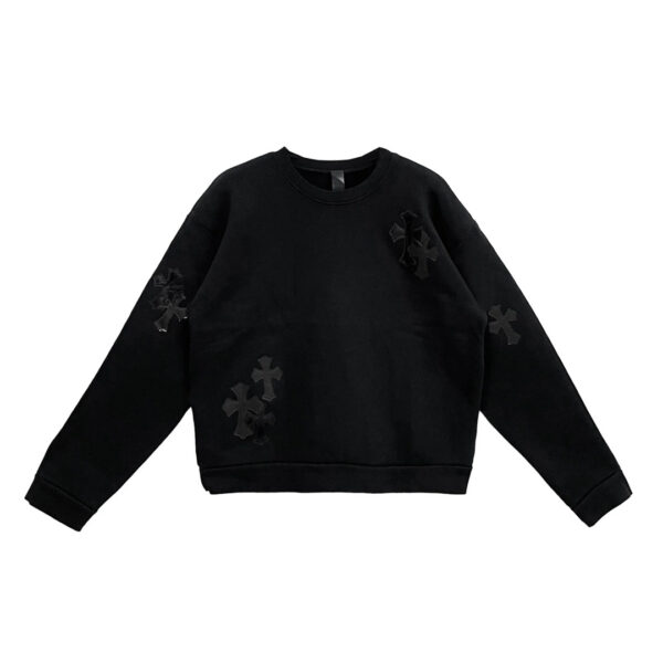 Chrome Hearts Black Patent Leather Cross Sweatshirt