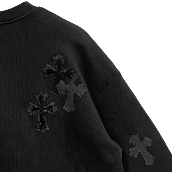 Chrome Hearts Black Patent Leather Cross Sweatshirt