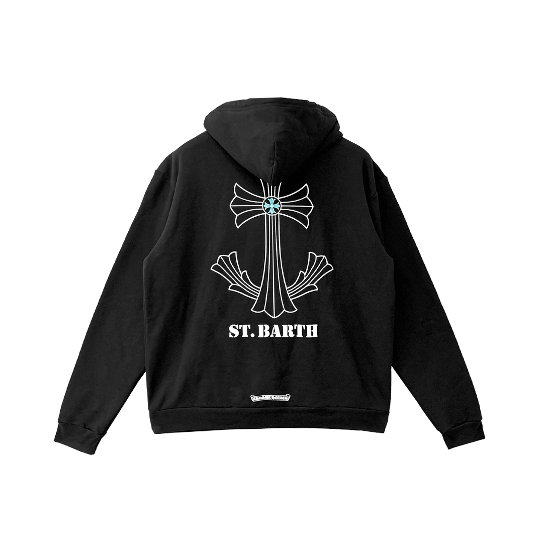 (Копія)Футболка с карманом черного цвета с неоновым логотипом лошади Chrome Hearts